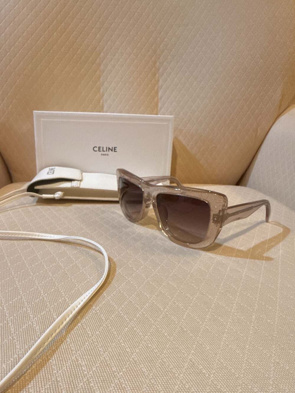 Celine CL40157U 73K Clear Glitter/Brown Gradient Oversize Sunglasses